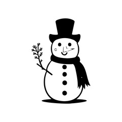 Monochrome snowman illustration creating simple and festive winter spirit