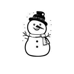 Festive hand-drawn snowman illustration radiating winter holiday cheer and simplicity