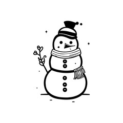 Charming Hand-Drawn Snowman Illustration Radiating Winter Season Festivities