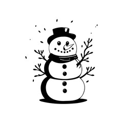 Whimsical winter: charming hand-drawn snowman illustration radiating seasonal cheer