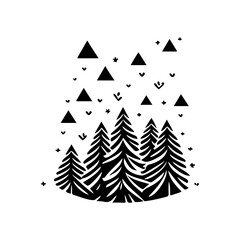 Obraz premium Abstract forest composition with triangular figures invoking winter nature