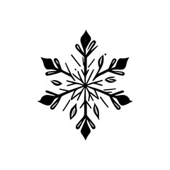 Fototapeta premium Delicate snowflake illustration: Black and white minimalist winter design