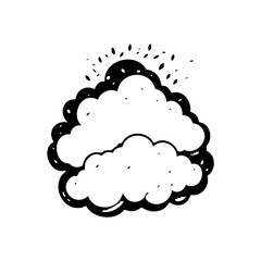 Stylized celestial cloud illustration with radiant light accents vector sketch