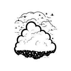 Stylized cloudscape with detailed texture and minimalist design elements