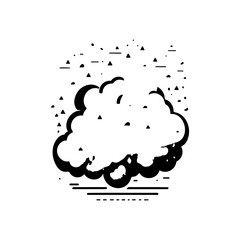 Stylized cloud formation with decorative elements conveys atmospheric nature