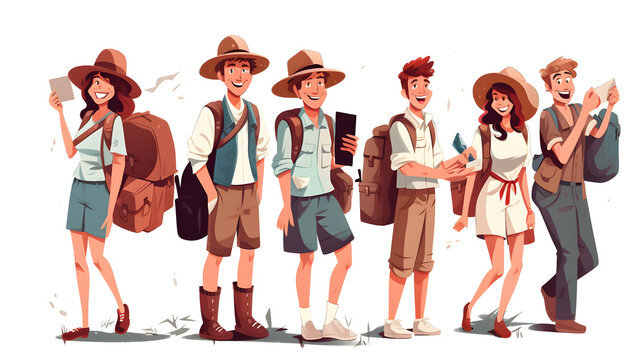 Colorful Tourist Travel Character Cartoon Stock Illustration for Travel Blogs and Publications