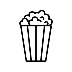Simple Line Art Icon of Popcorn in a Box