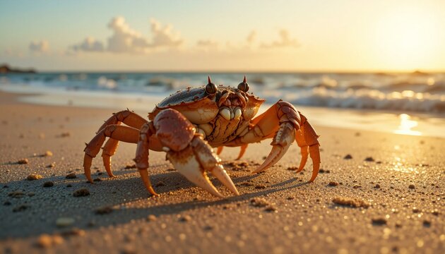 A Fiddler Crab Crawled on The Beach.