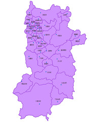 奈良県　地図　紫　斑点　イラスト