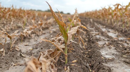 Fototapeta premium A close-up of corn growing on the stalk in a field.