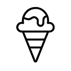Ice Cream Cone Icon Line Art Graphic Design Element