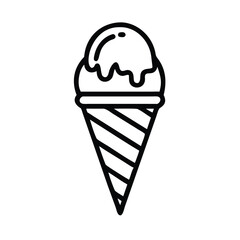 Simple Line Art Illustration of Ice Cream Cone