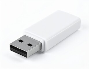 White Usb Flash Drive On White Background