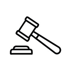Gavel and Sound Block Icon Line Art Illustration