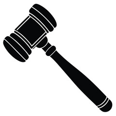 Black Silhouette of a Judges Gavel Auction Hammer