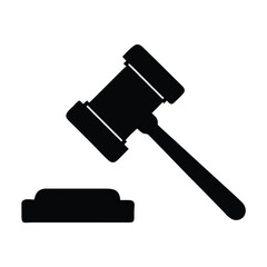 Black Silhouette of Judges Gavel and Sound Block