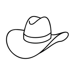 Simple Line Drawing of a Classic Cowboy Hat