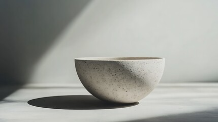 Stylish concrete bowl in a minimalist studio setting with natural light effects