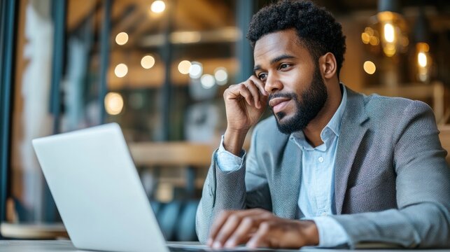 A candidate attending a remote job interview via video call on a laptop.