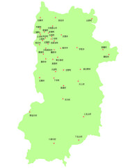 奈良県　地図　黄緑　斑点　イラスト
