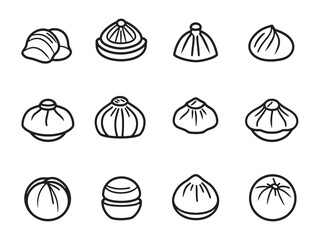 hand drawn dumpling line artwork for food packaging design