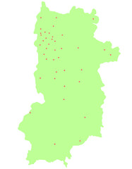 奈良県　地図　黄緑　斑点　イラスト