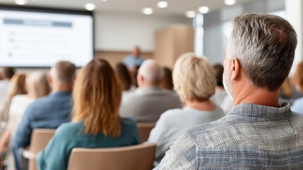 Fototapeta premium Business Conference Audience Listening Presentation. Training Seminar, Education Concept.