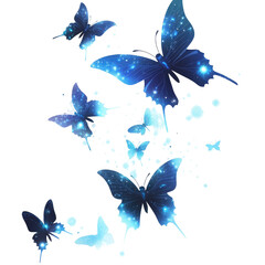 Glowing Blue Butterflies, Celestial Wings