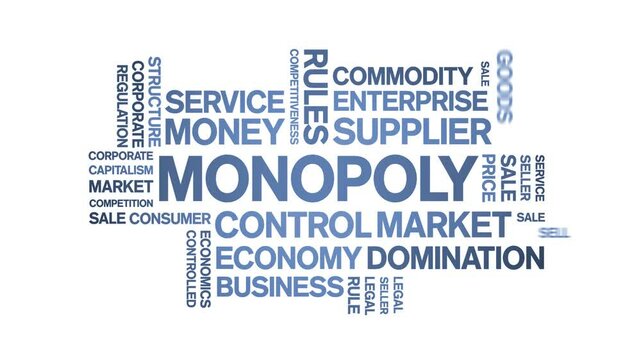 Monopoly animated word cloud;text design animation tag kinetic typography seamless loop.