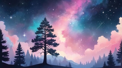 Naklejka premium Nebula Pine of Dreams