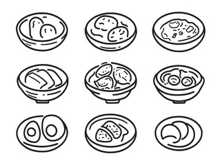 traditional indian egg curry line art cooking graphic