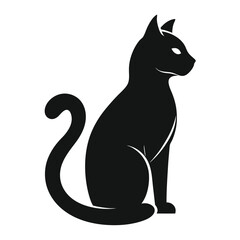 Elegant Black Cat Silhouette Sitting Profile View