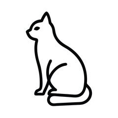 Simple Line Art Illustration of a Sitting Cat