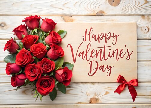 Happy valentine's day with red rose buke
