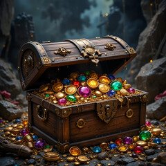 treasure chest with coins