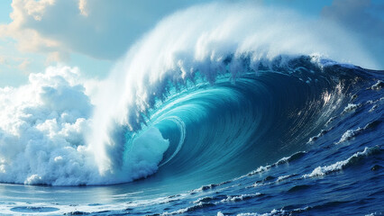 Powerful Water Wave Splashing