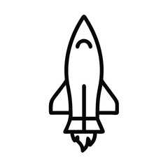 Simple Line Art Rocket Ship Launching Icon Design