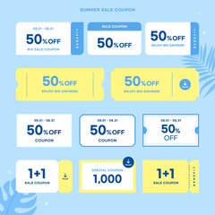 Colorful Coupon Ticket Vector Template Set for Promotions and Discounts