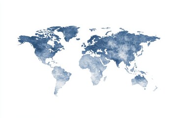 Obraz premium World map, textured, blue