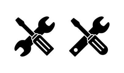 Tools icon logo design. tool sign and symbol. setting icon. Wrench and screwdriver. Service, repair