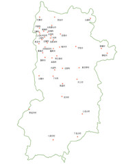Obraz premium 奈良県 地図 白 斑点 イラスト