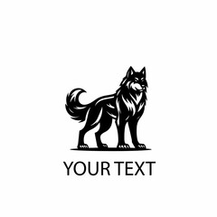 Full Body Wolf Logo – Monochrome Wild Animal Vector on Isolated White Background