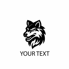 Wolf Head Logo – Monochrome Wild Animal Vector on Isolated White Background