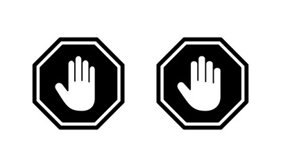 Stop icon logo design. stop road sign. hand stop sign and symbol. Do not enter stop red sign with hand