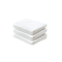 Stack of Three White Plastic Bags, Clean and Folded