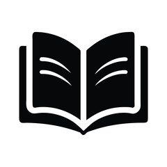Simple Black Open Book Icon Illustration