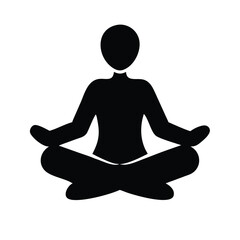 Simple Black Silhouette of Person in Lotus Yoga Pose