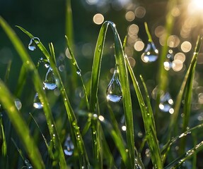 water drops on grass