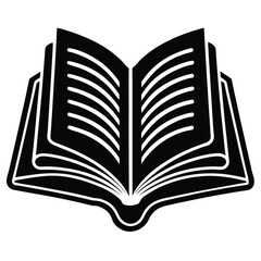 Open Book Icon Black and White Simple Design
