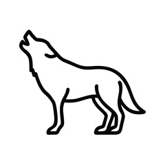 Line Art Illustration of a Howling Wolf Silhouette